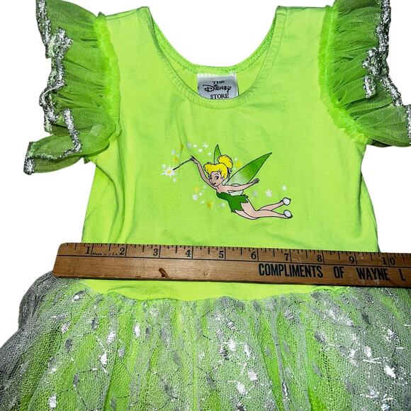 Vintage Disney Store neon green tinker Bell costume dress up tulle dress sz 2/4 - Picture 3 of 6